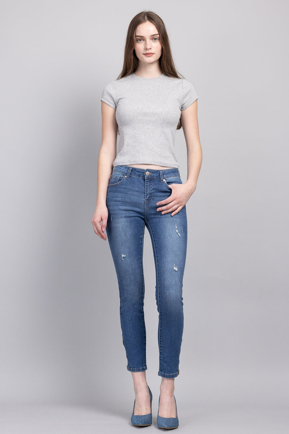 Mid Rise Ankle Skinny Jeans