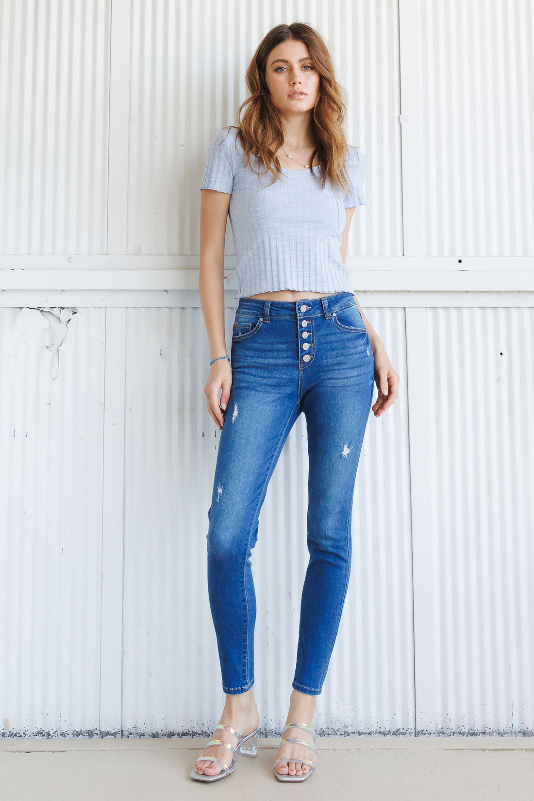 High Rise 5 Button Skinny Jeans