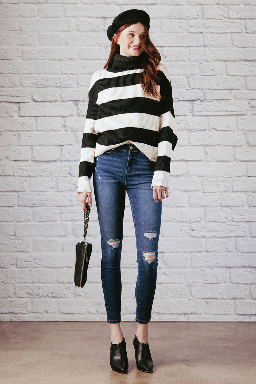 High Rise Destructed Skinny Jeans