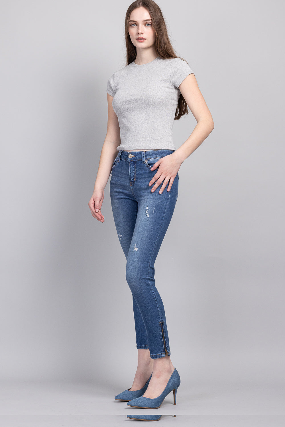 Mid Rise Ankle Skinny Jeans