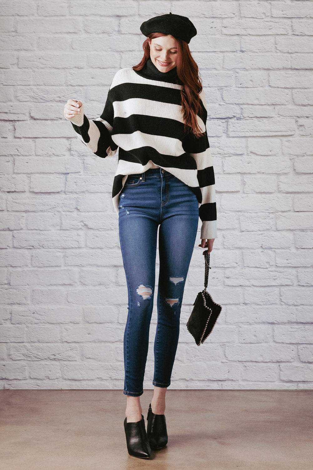 High Rise Destructed Skinny Jeans