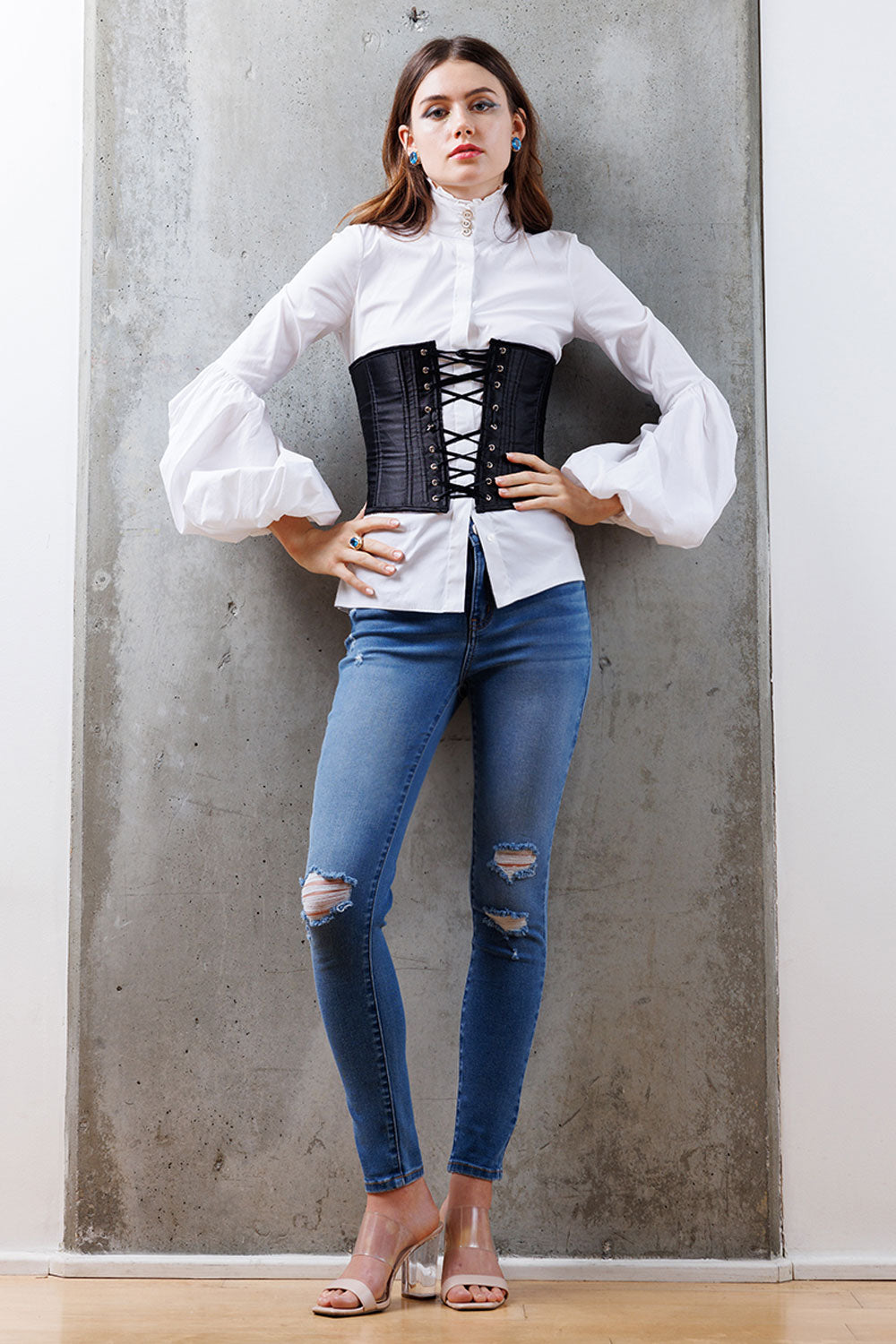 High Rise Destructed Skinny Jeans