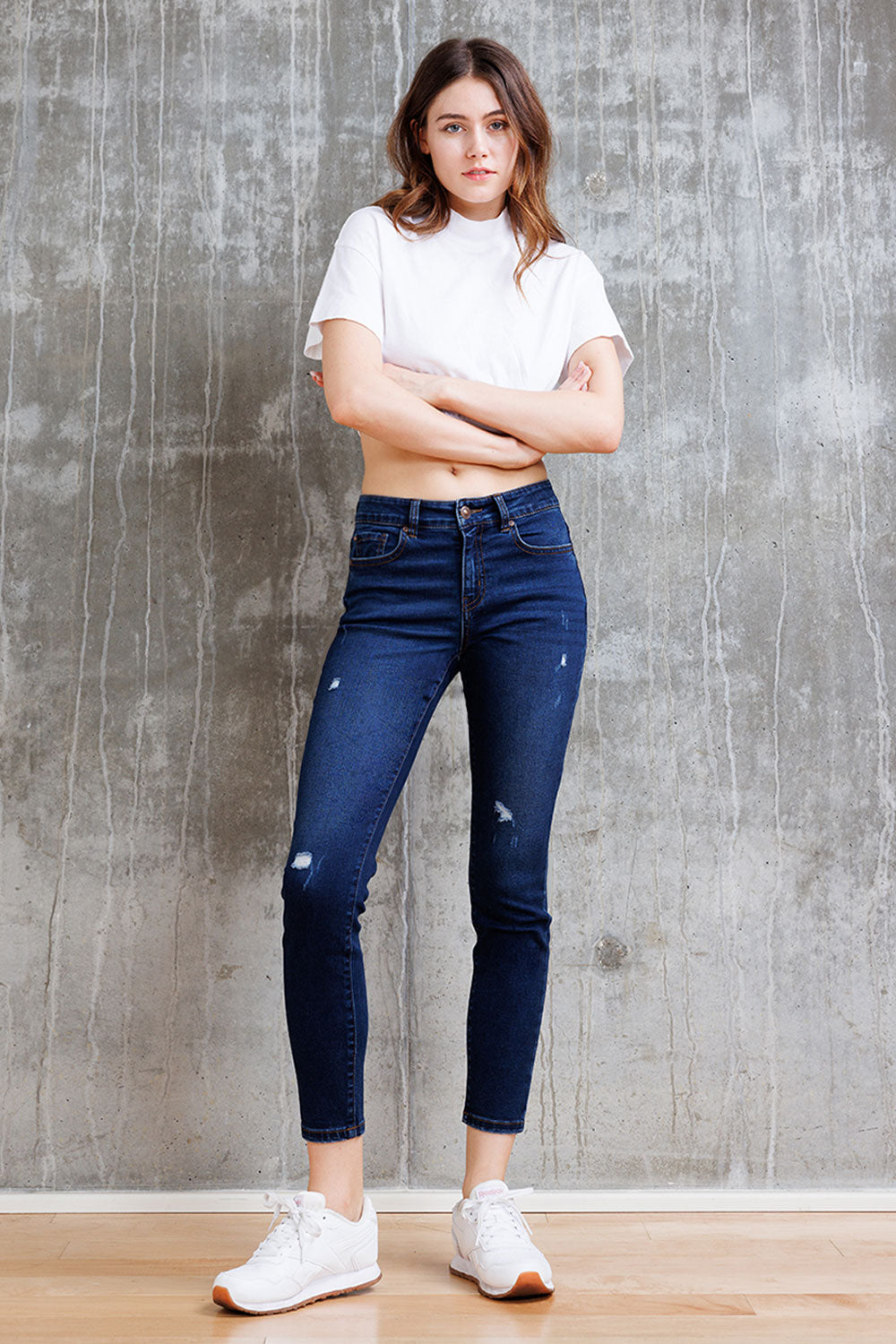 High Rise Destructed Skinny Jeans