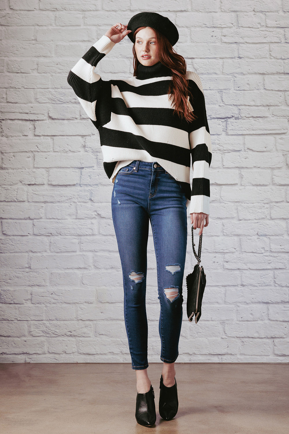 High Rise Destructed Skinny Jeans