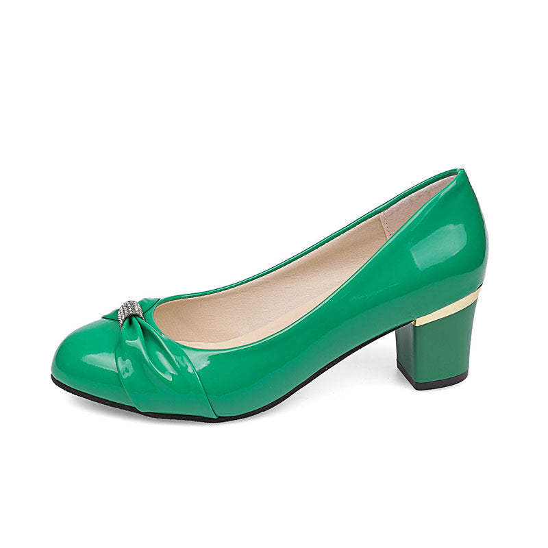 Women's Slip-on Block Heel Round-toe Shoes | Korean Style PU Flats