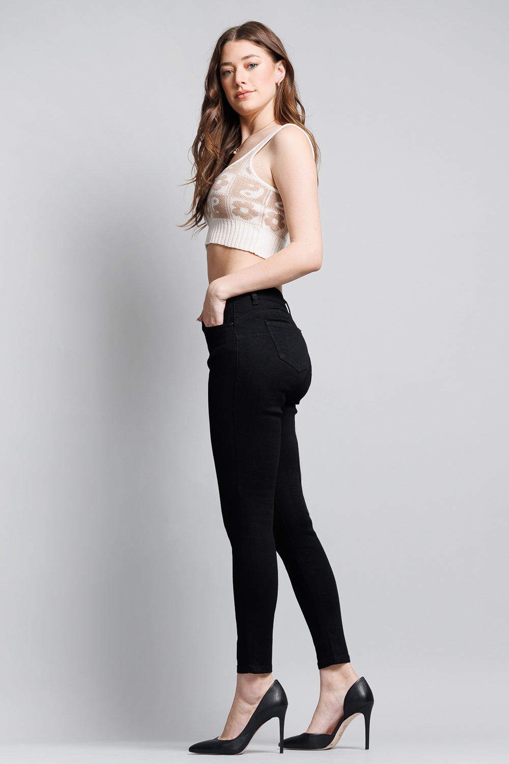 Mid Rise Push Up Ankle Skinny Jeans