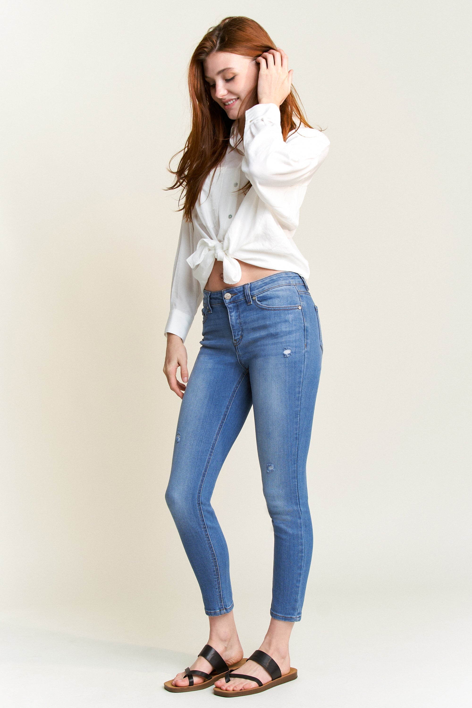 Mid Rise Ankle Skinny Jeans