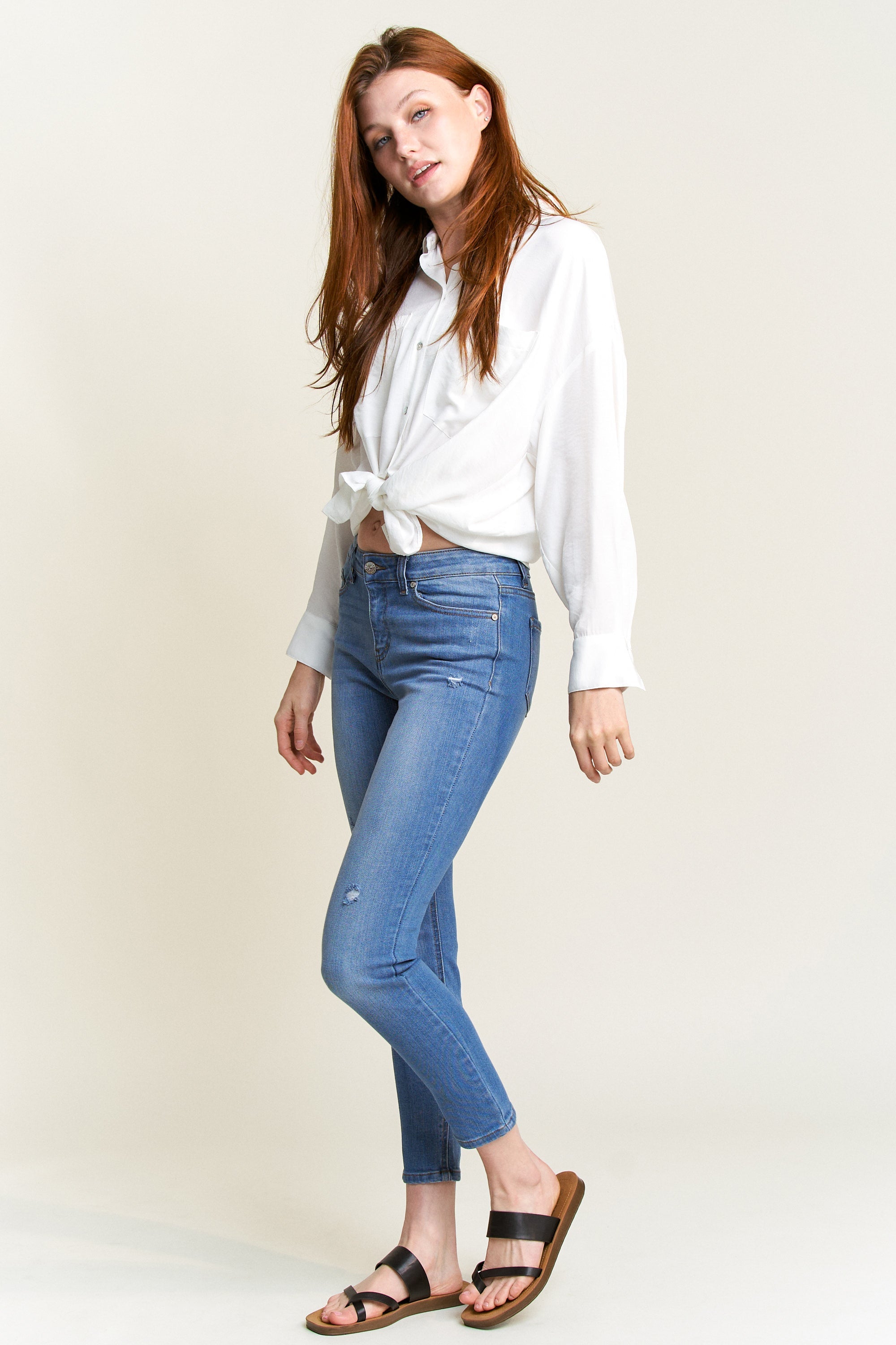 Mid Rise Ankle Skinny Jeans