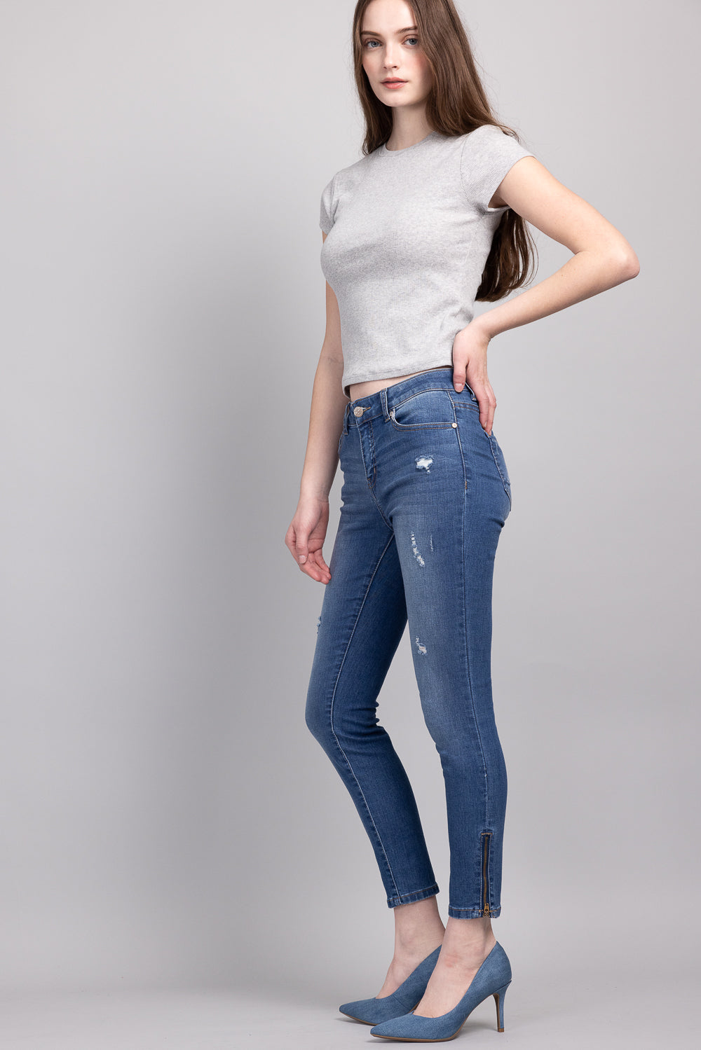 Mid Rise Ankle Skinny Jeans