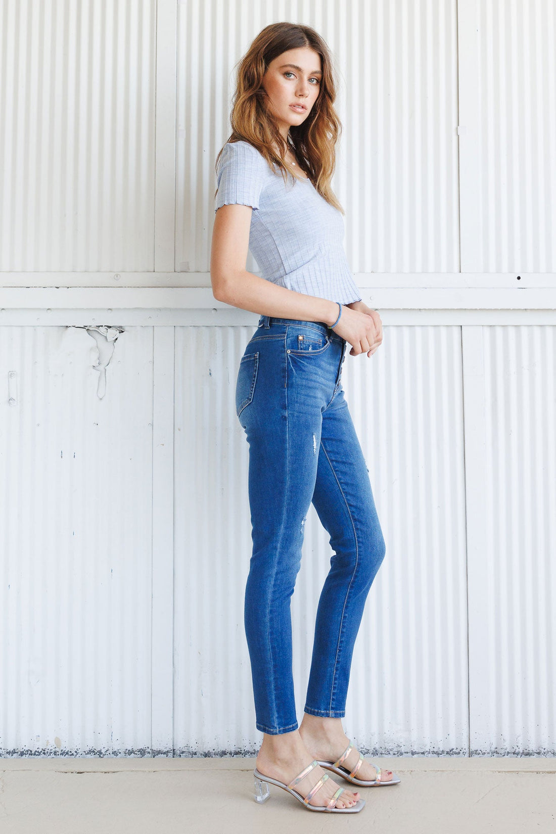 High Rise 5 Button Skinny Jeans