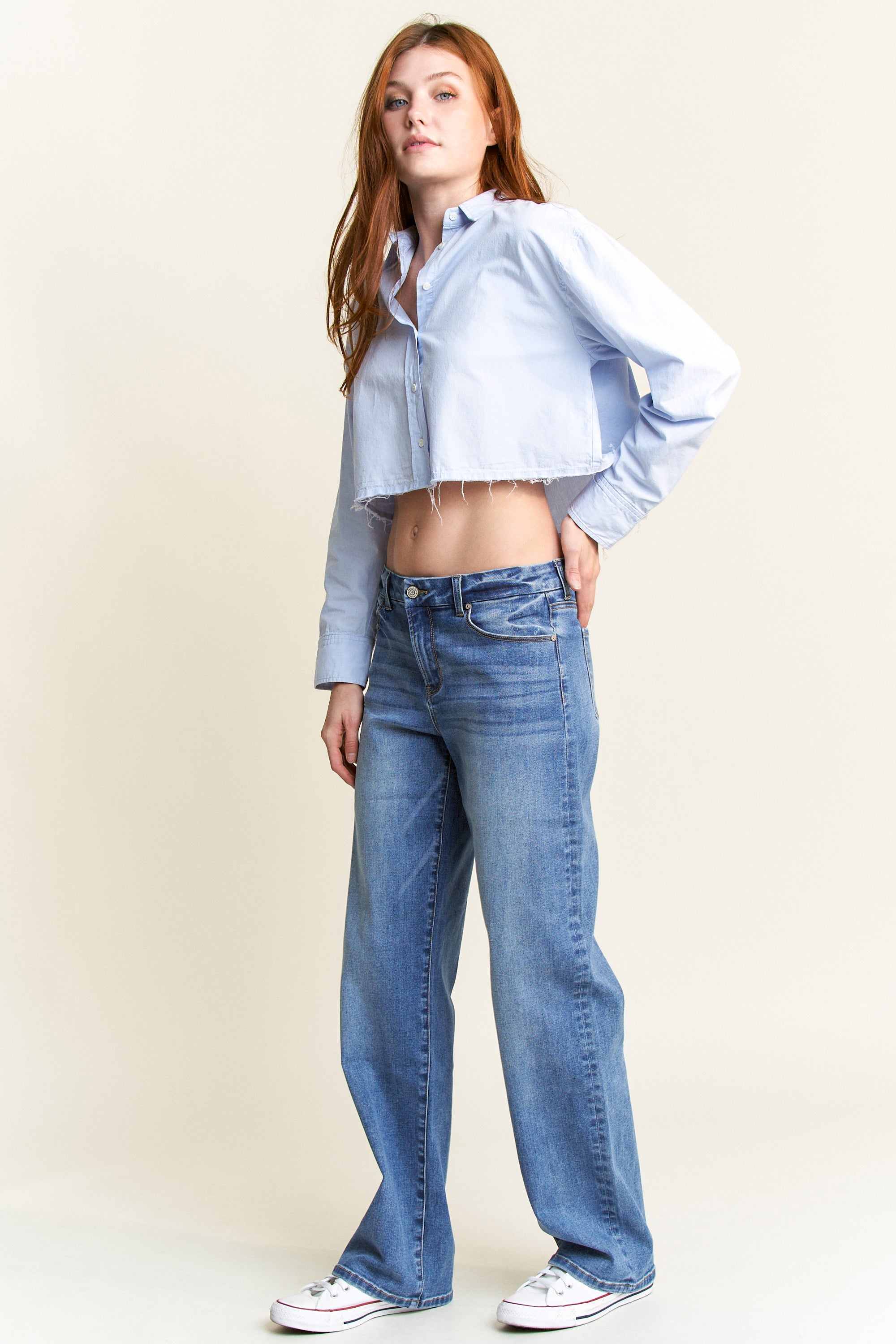 Mid Waist Loose Straight Jeans