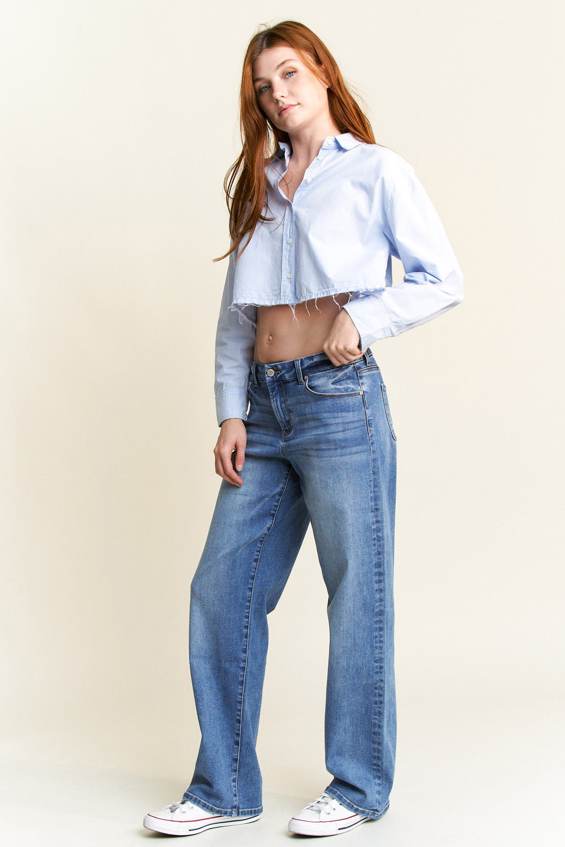 Mid Waist Loose Straight Jeans