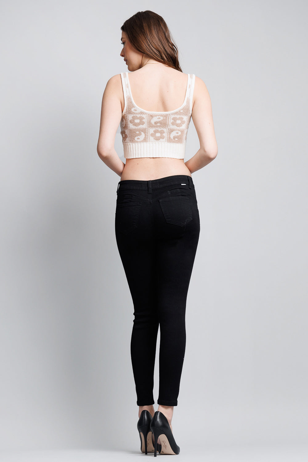 Mid Rise Push Up Ankle Skinny Jeans