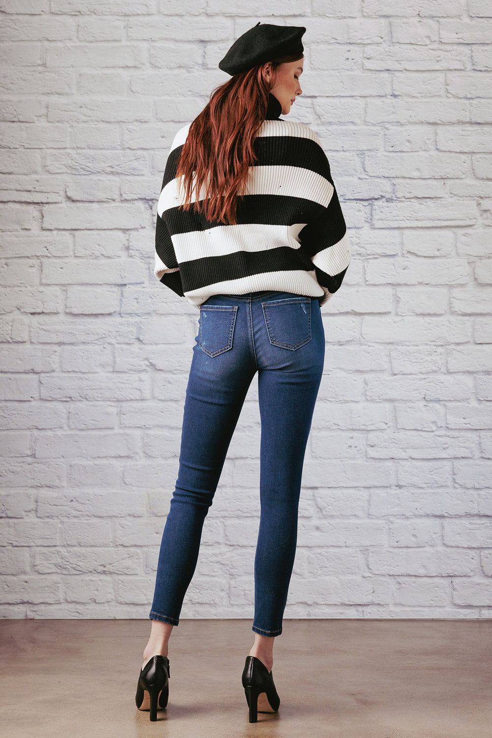 High Rise Destructed Skinny Jeans