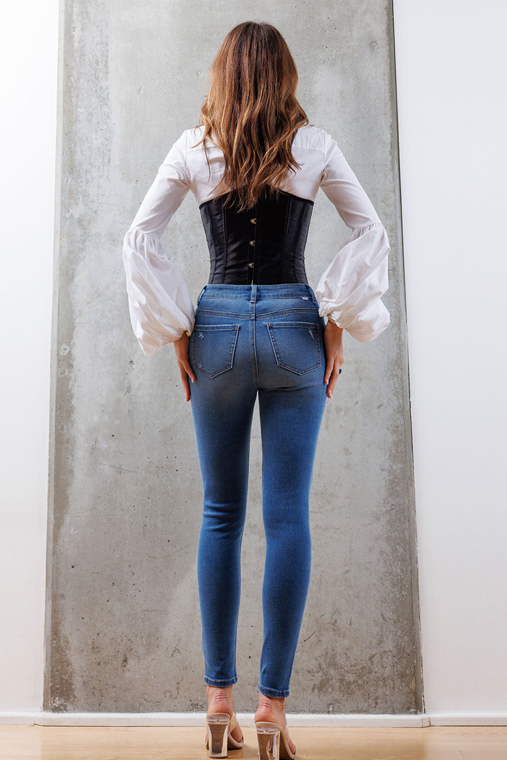 High Rise Destructed Skinny Jeans