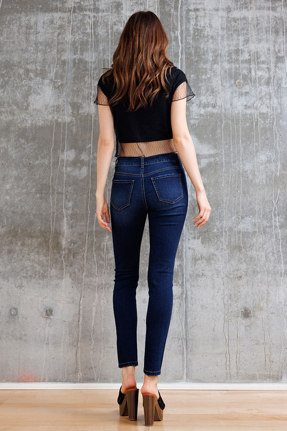 Mid Rise Destructed Skinny Jeans