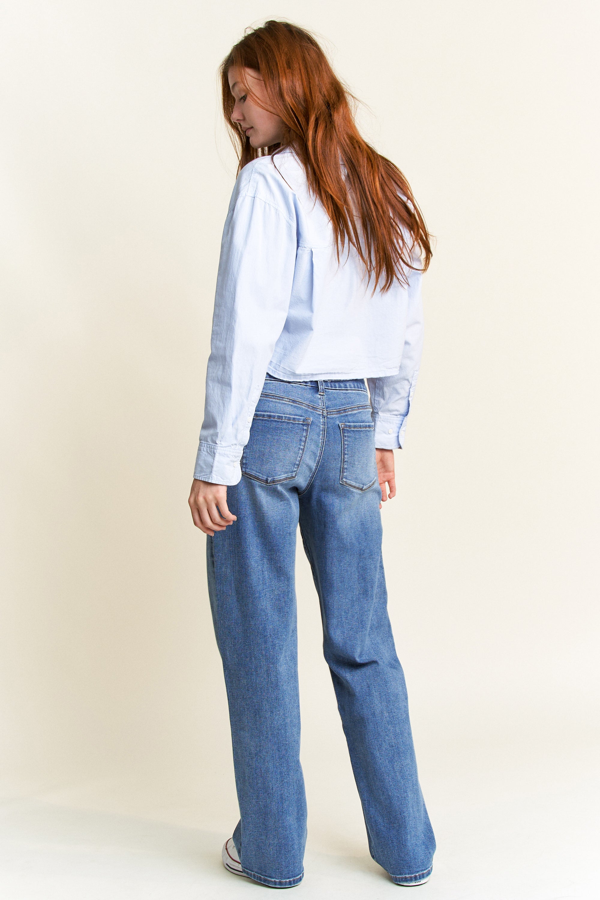 Mid Waist Loose Straight Jeans