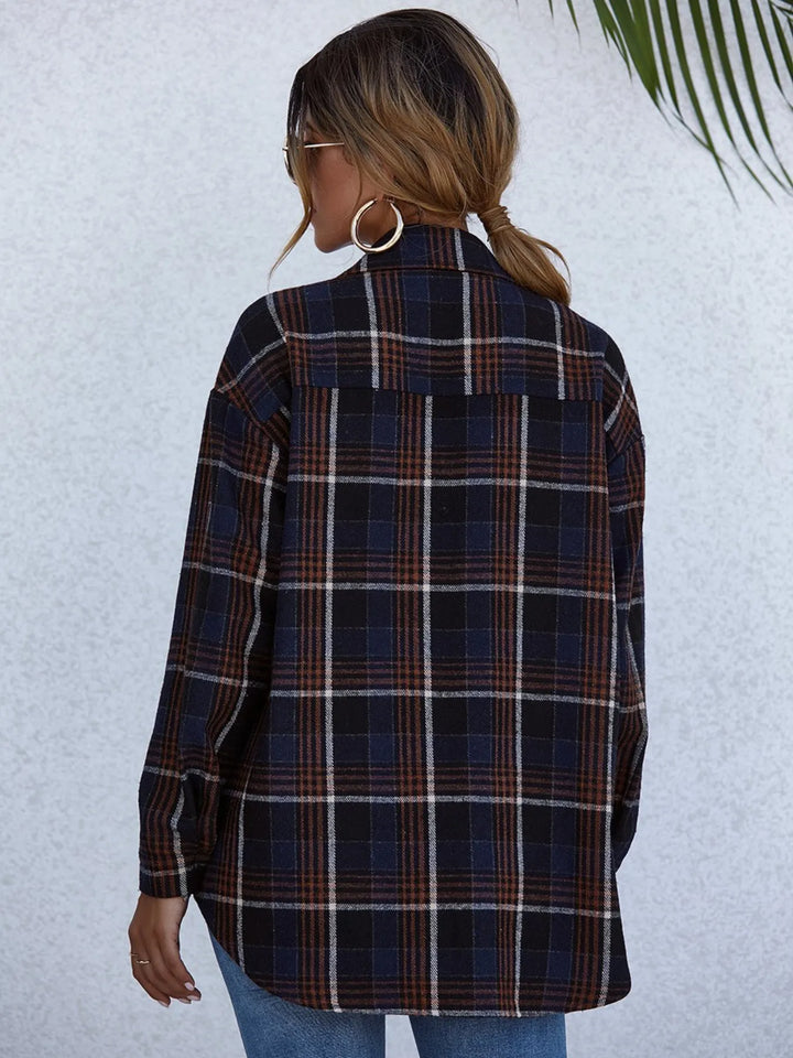 Plaid Button-Up Long Sleeve Shirt