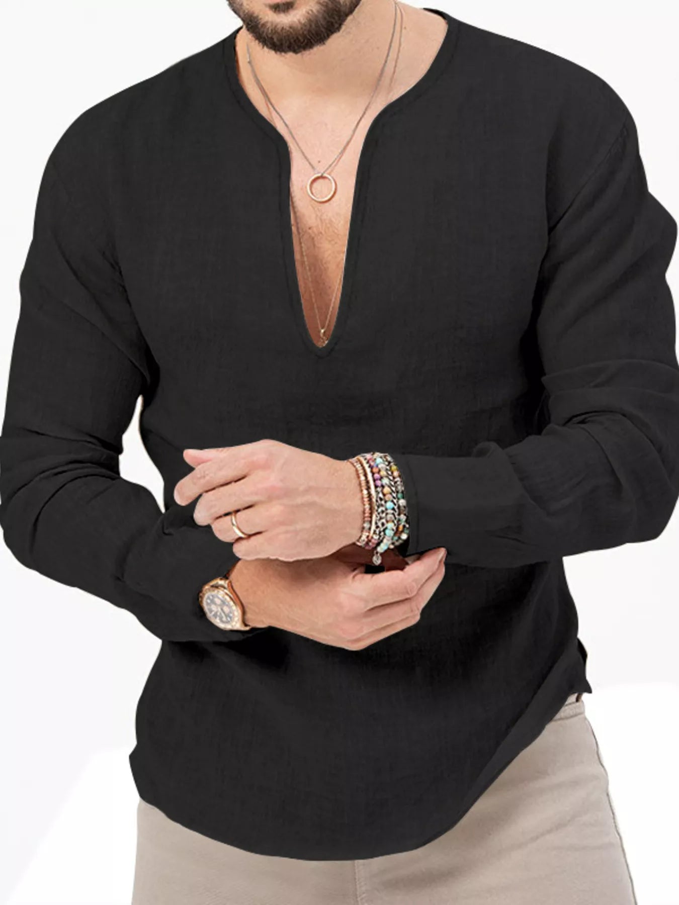 Men's Full Size Slim Fit Long Sleeve Blouse Plus Size