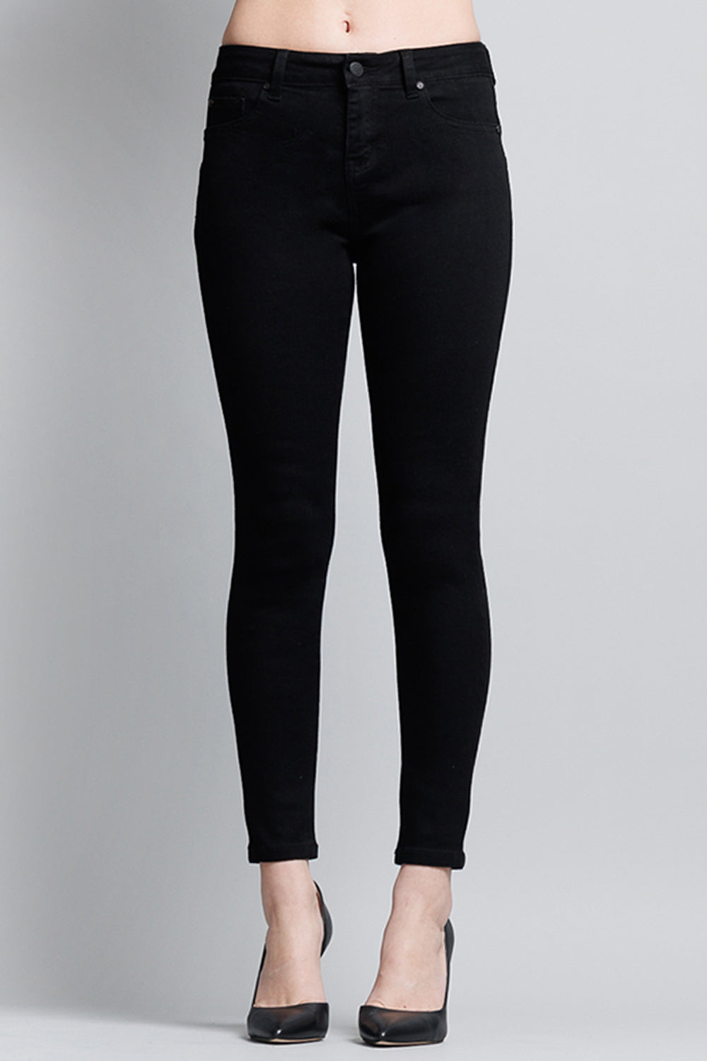 Mid Rise Push Up Ankle Skinny Jeans