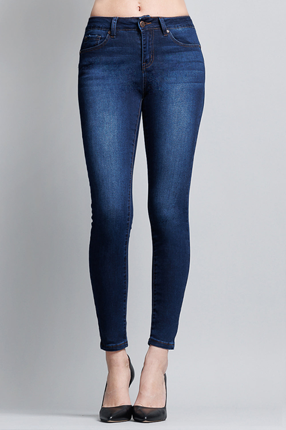 Mid Rise Push Up Ankle Skinny Jeans