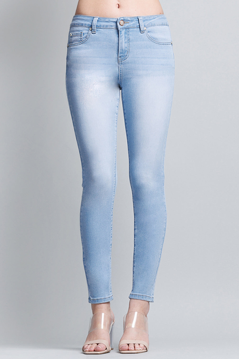 Mid Rise Push Up Ankle Skinny Jeans