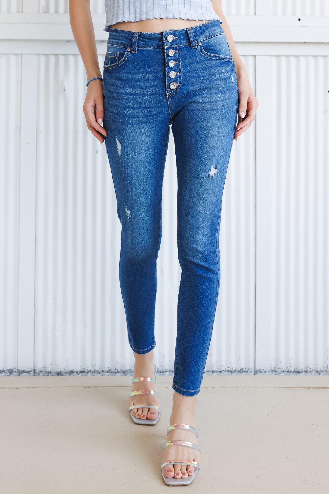 High Rise 5 Button Skinny Jeans
