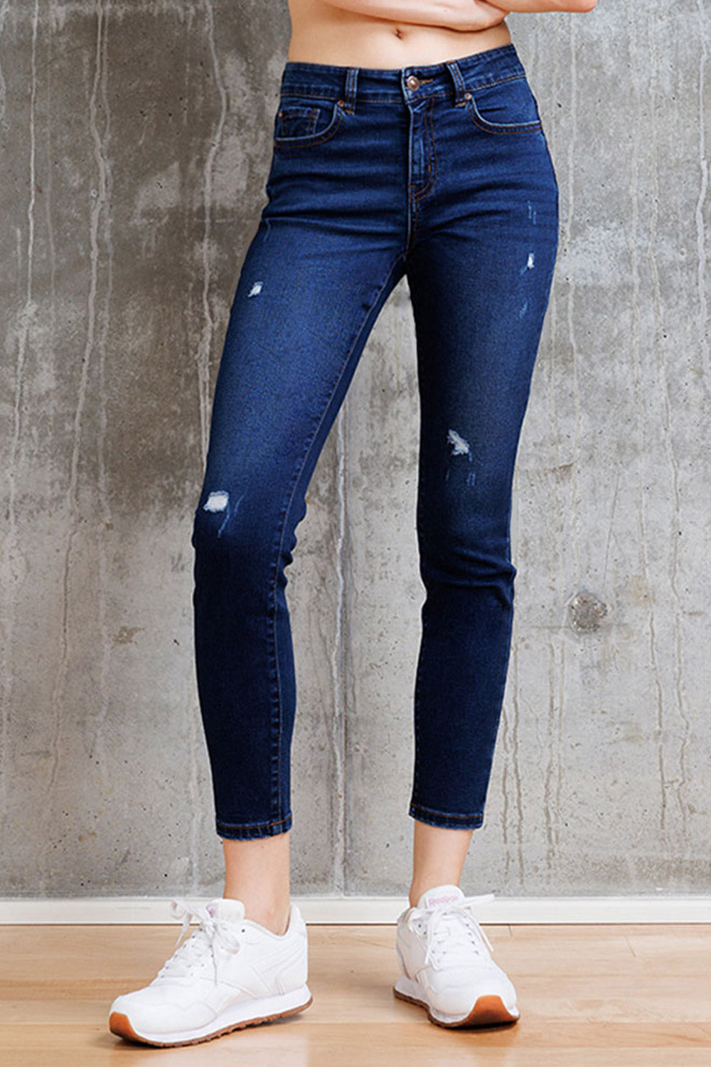 High Rise Destructed Skinny Jeans