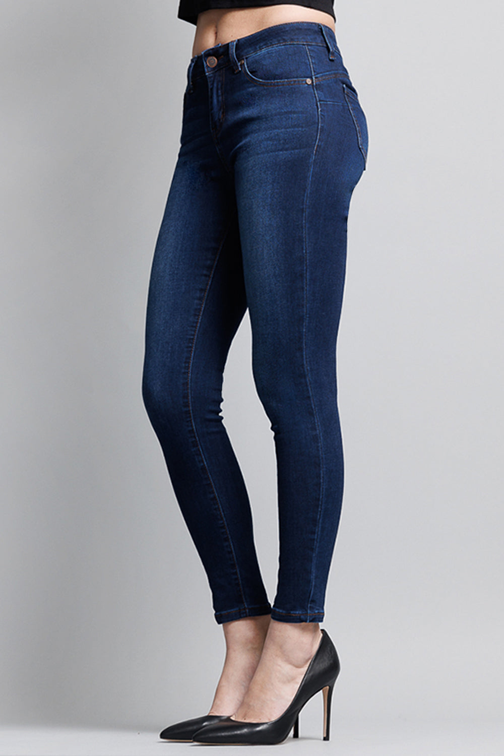 Mid Rise Push Up Ankle Skinny Jeans