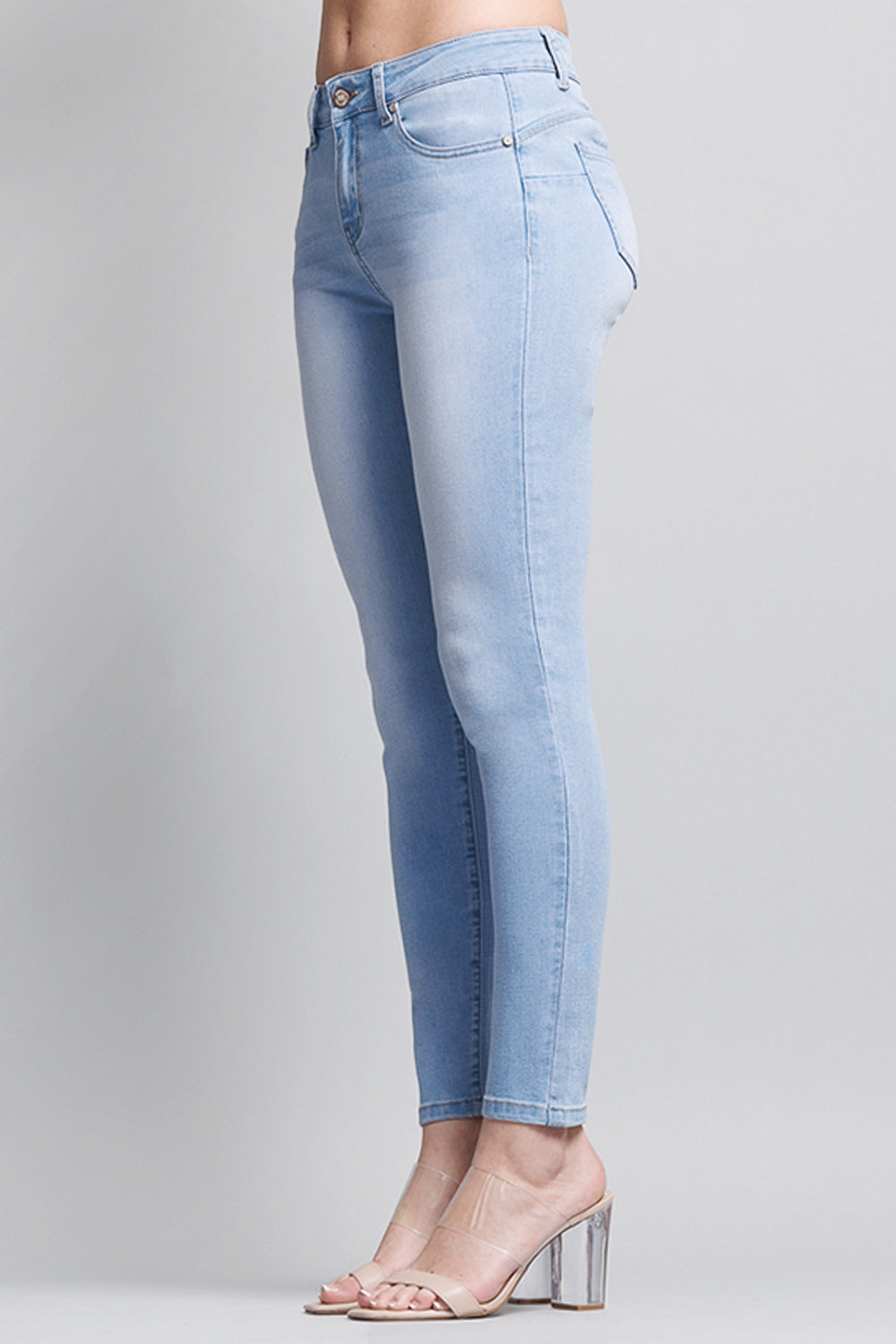 Mid Rise Push Up Ankle Skinny Jeans