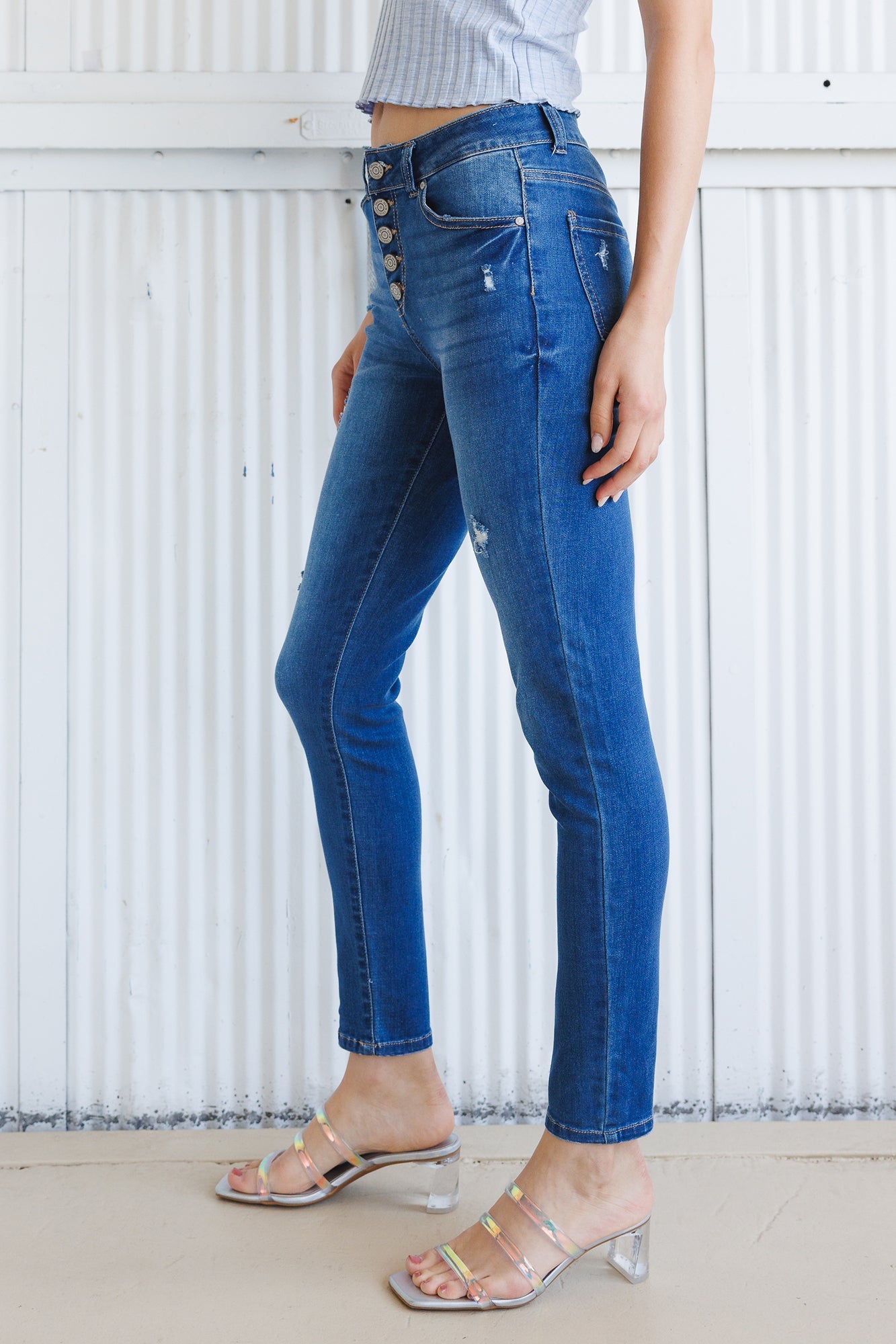 High Rise 5 Button Skinny Jeans