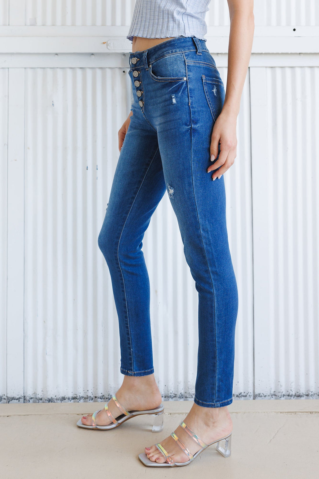 High Rise 5 Button Skinny Jeans