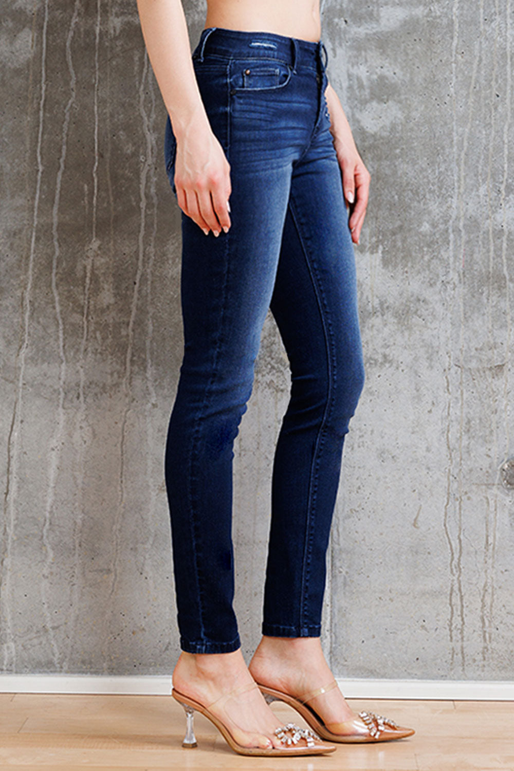 Mid Rise Destructed Skinny Jeans