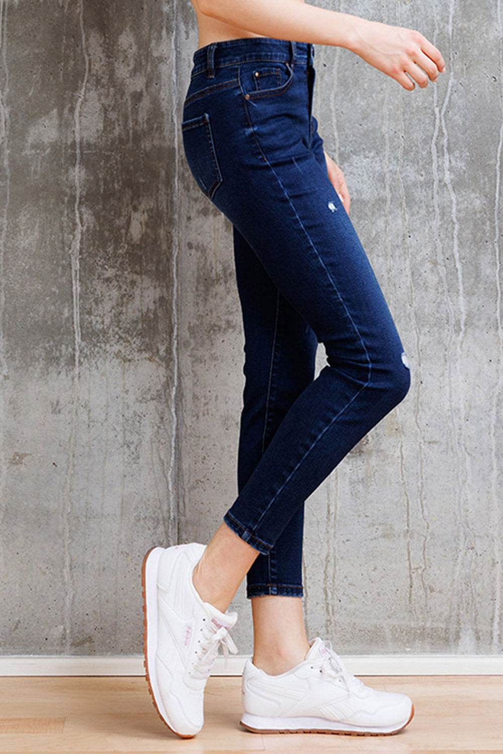 High Rise Destructed Skinny Jeans