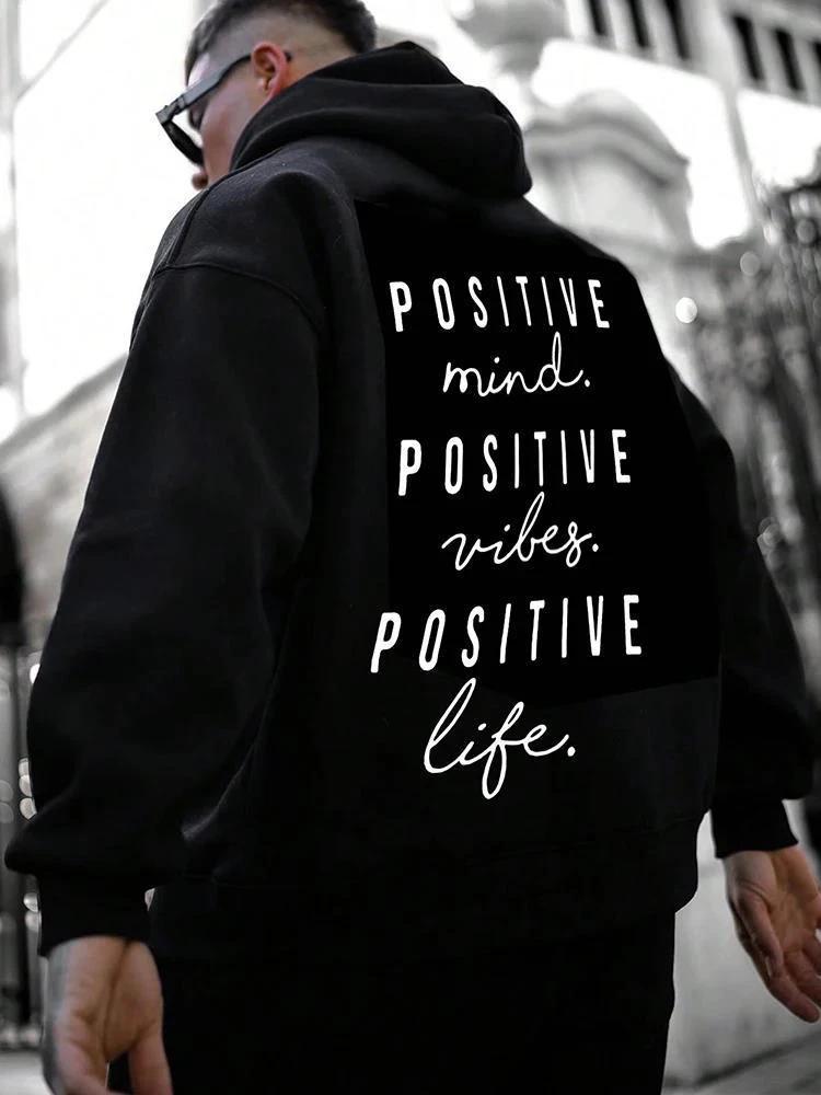 Men's Letter Print Hooded Sweater