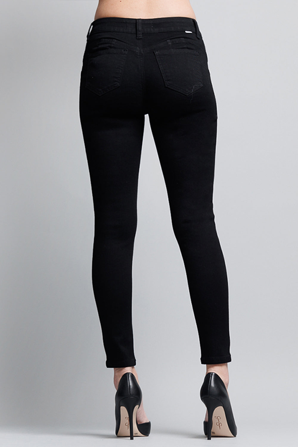 Mid Rise Push Up Ankle Skinny Jeans