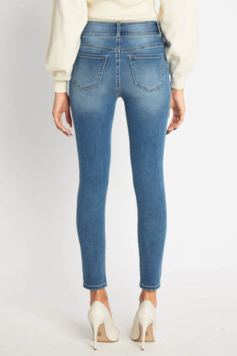 High Rise Destructed Skinny Jeans