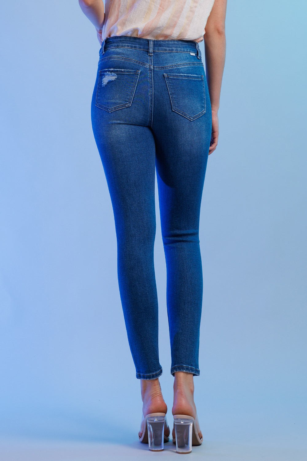 High Rise Destructed Skinny Jeans