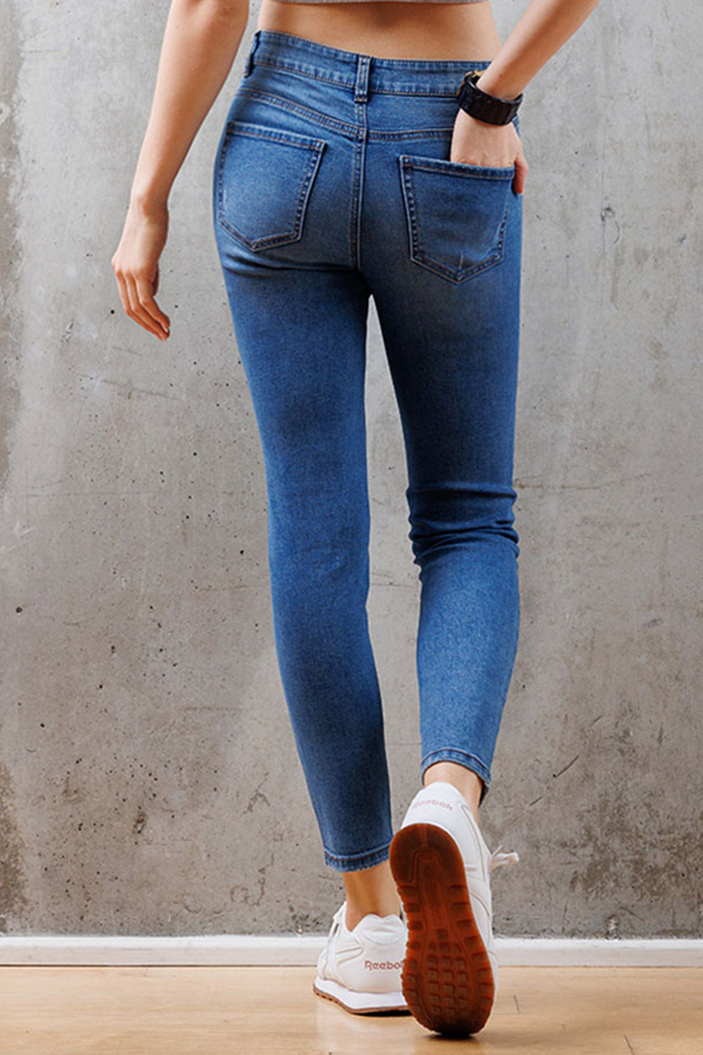 High Rise Destructed Skinny Jeans