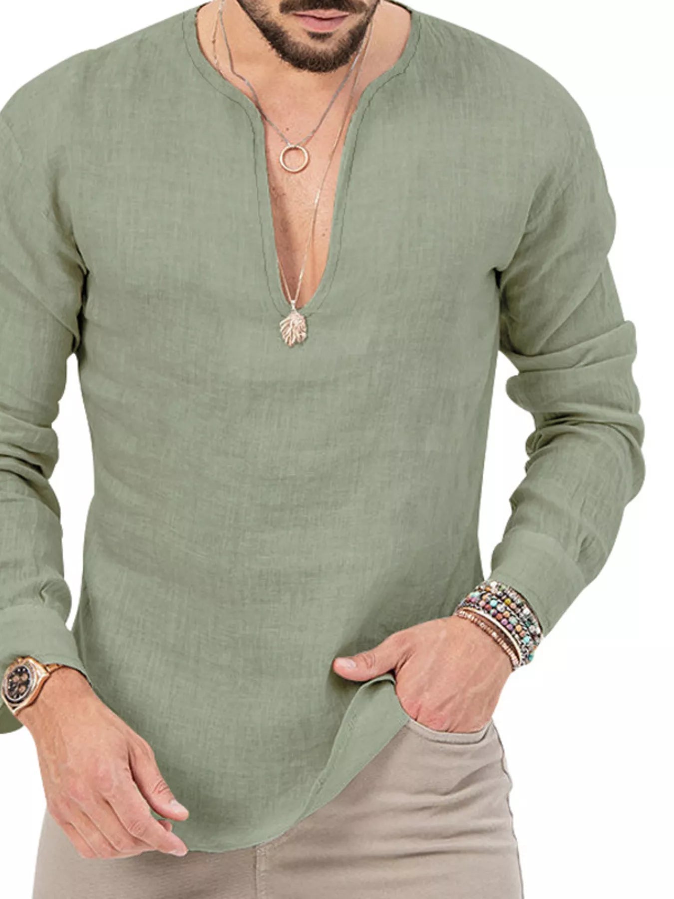 Men's Full Size Slim Fit Long Sleeve Blouse Plus Size