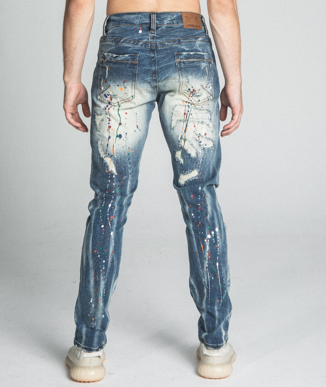 AJ738SL-1 SPLASH PAINT VINTAGE SLIM JEANS