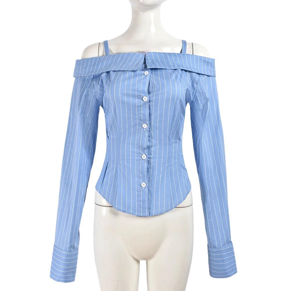 Hot Girl Style Women's Clothing Shirt Long Sleeve Off-the-shoulder Shirt Women