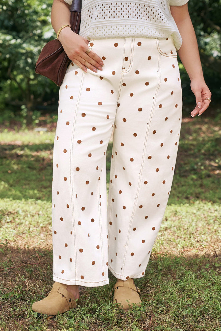 Monroe Dot Print Barrel PLUS Jeans