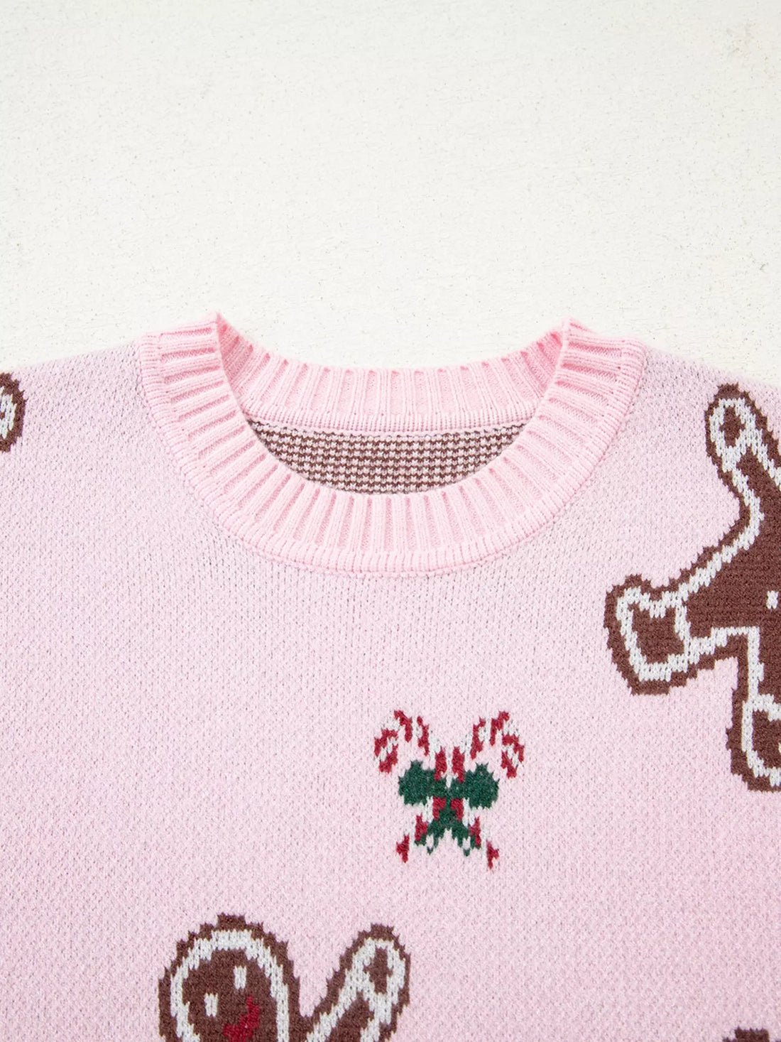 Christmas Ginger Bread Man Round Neck Casual Sweater