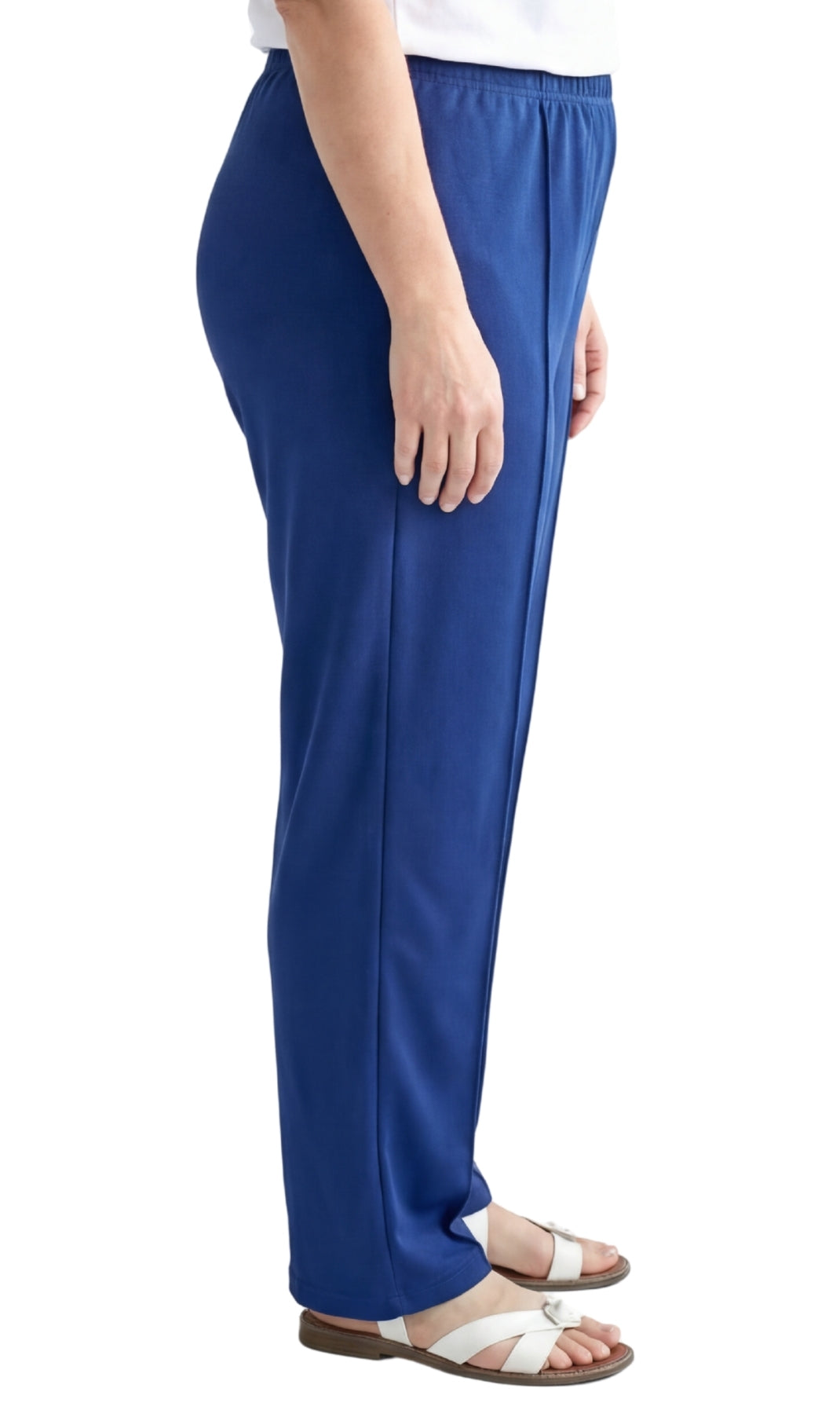 Women's Classic Pull-On Poly Knit Pants — Elastic Waist Dress Slacks