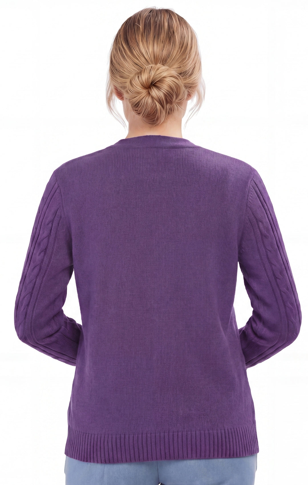 Women's Classic Button Front Cable Knit Cardigan — Soft Acrylic