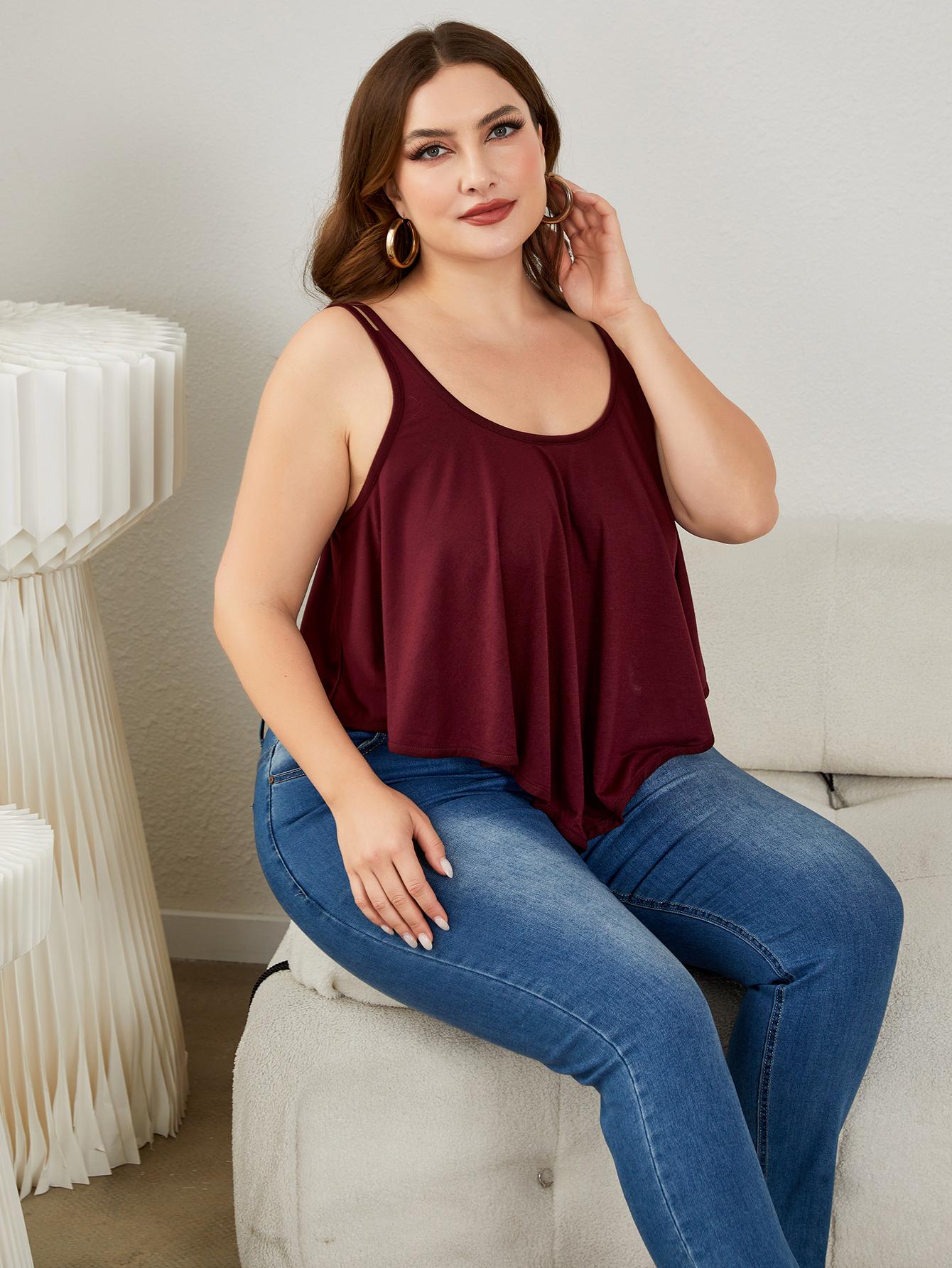 Plus Size Double-Strap Scoop Neck Cami See size chart under “more details”