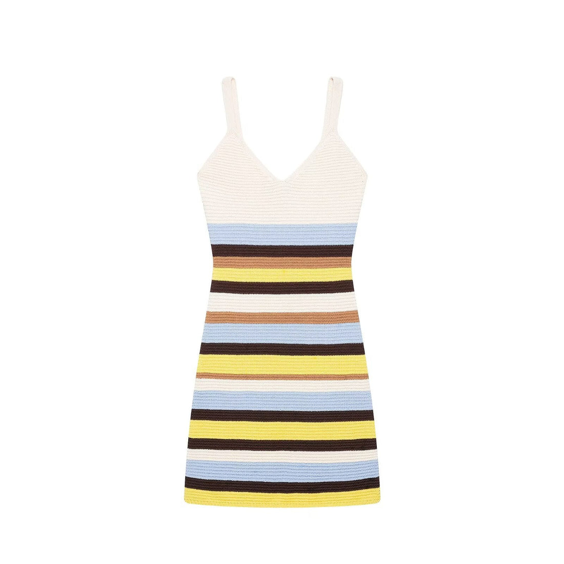 Women Clothing Women Striped Knitted Short Strap Dress