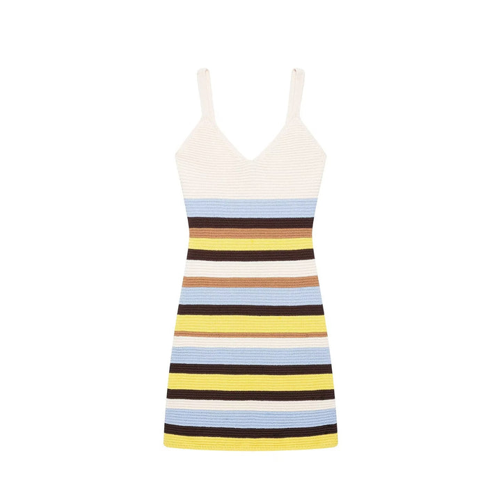 Women Clothing Women Striped Knitted Short Strap Dress