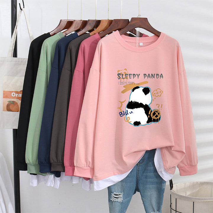 Women's Trendy Sweater Thin Loose Plus Size Fake Two Piece Top See size chart under “more details”